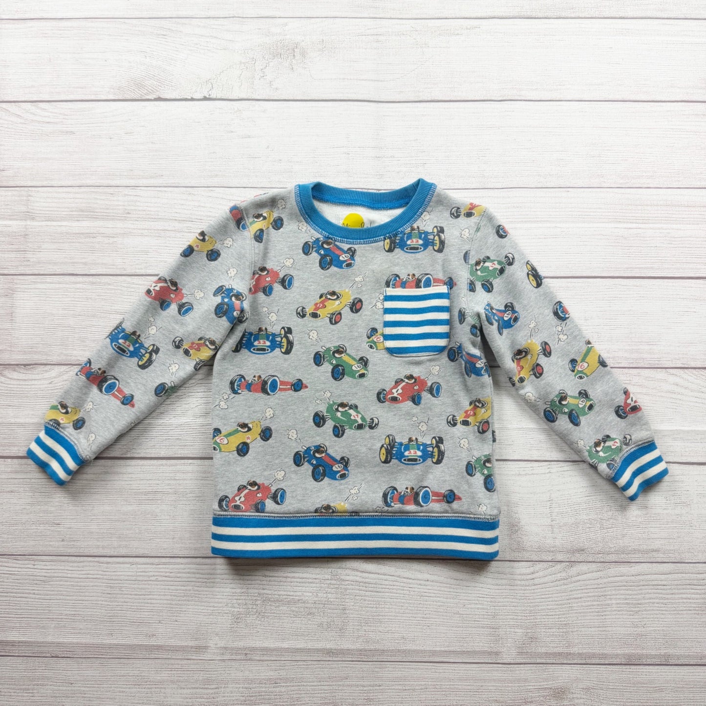 Mini Boden Boys Long Sleeve Graphic Cotton Sweatshirt Fun Car Print 6-7
