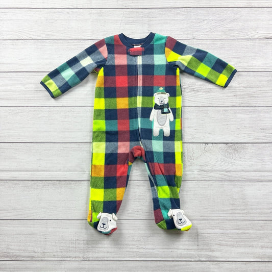 Little Wonders Baby Fleece Sleeper Plaid Polar Bear Footed Pajamas 6-9 Months