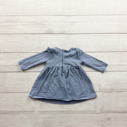 Carter’s Baby Girl Blue Long Sleeve Lace Yoke Dress 0-3 Months
