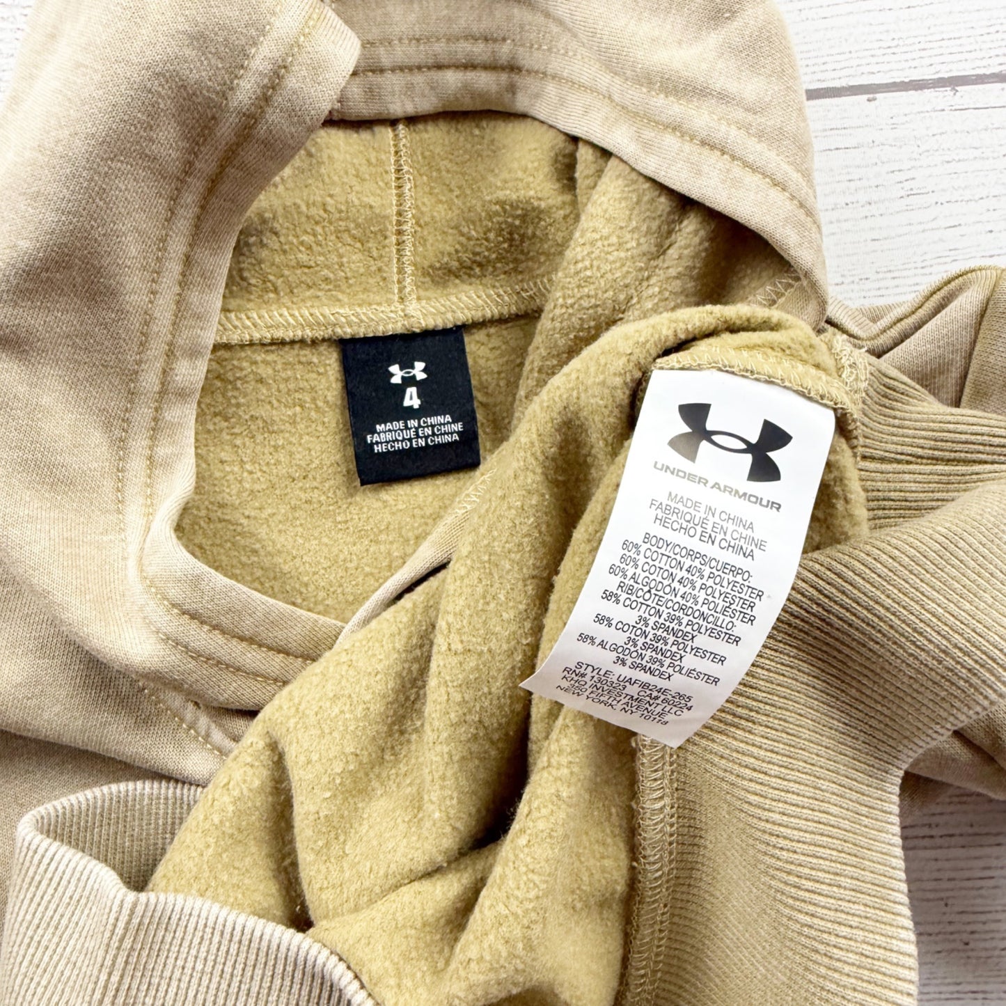 Under Armour Boys Hoodie Sweatshirt Tan Beige Fleece Pullover NWT 4