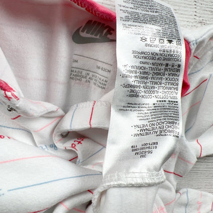 Nike Baby "Just Do It" White Long Sleeve Footed Sleeper Pajamas Snap 0-3 Months