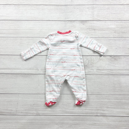 Nike Baby "Just Do It" White Long Sleeve Footed Sleeper Pajamas Snap 0-3 Months