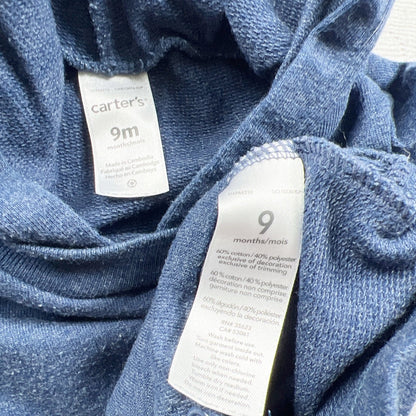 Carter's Baby Hooded Romper Blue Dinosaur Kangaroo Pocket 6-9 Months