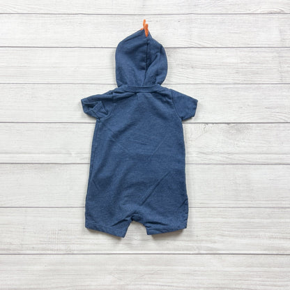 Carter's Baby Hooded Romper Blue Dinosaur Kangaroo Pocket 6-9 Months