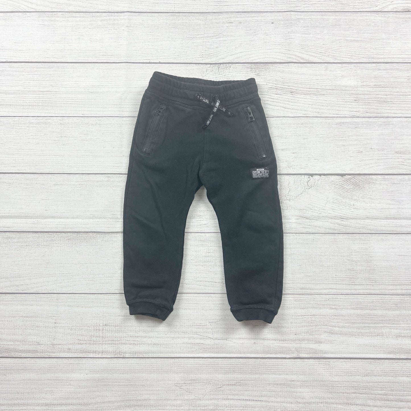H&M Kids Black Jogger Sweatpants Zipper Pockets 2T