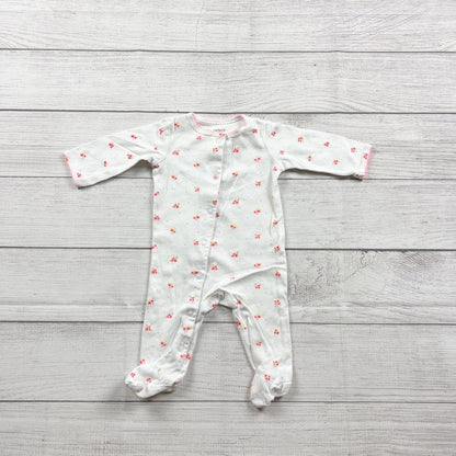 Carter's Baby Girls White Floral Footed Sleeper Pajamas 0-3 Months