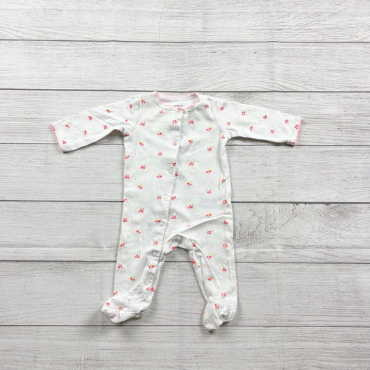 Carter's Baby Girls White Floral Footed Sleeper Pajamas 0-3 Months