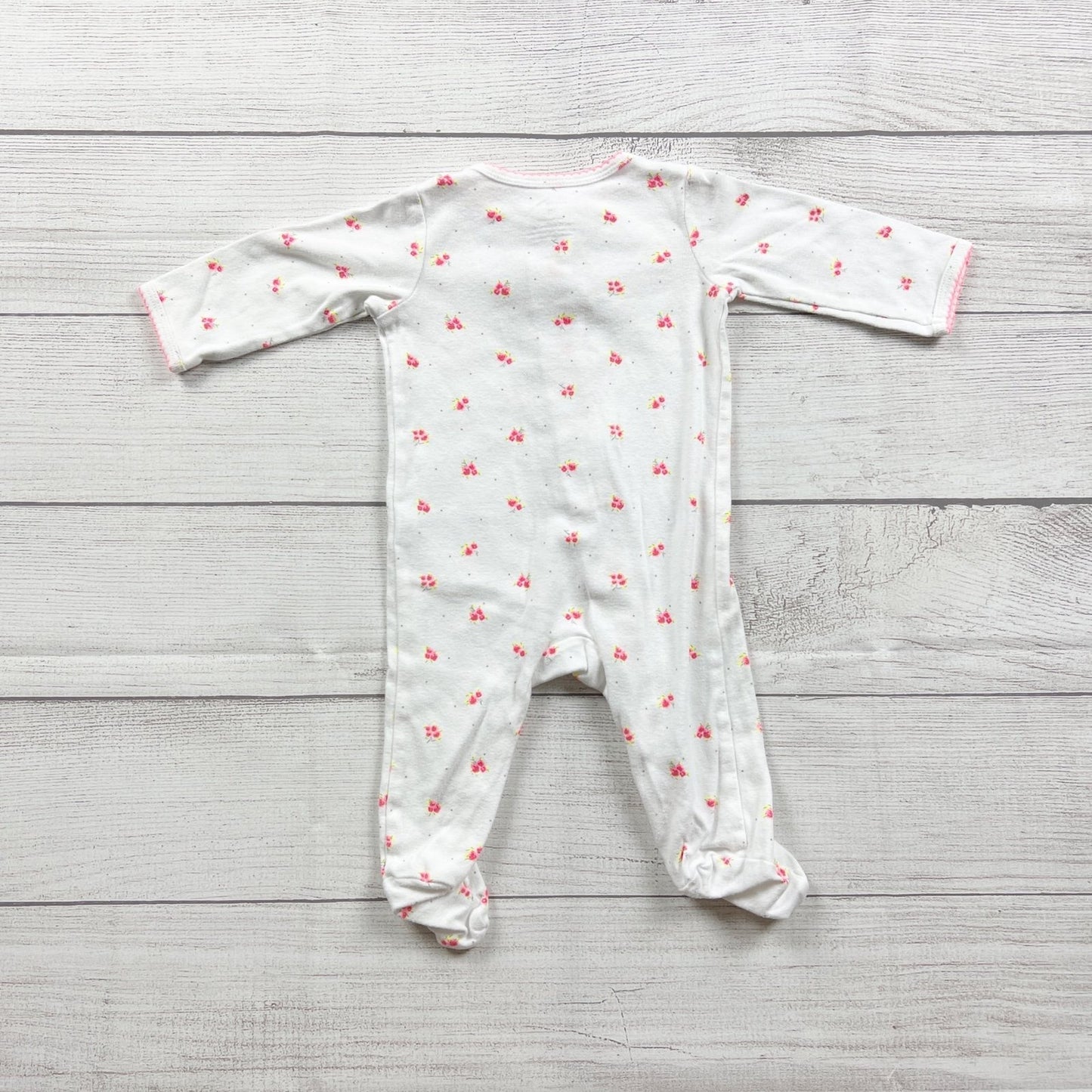 Carter's Baby Girls White Floral Footed Sleeper Pajamas 0-3 Months
