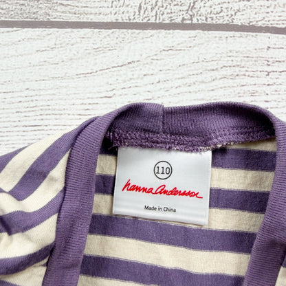 Hanna Andersson Kids Striped Purple Bird Graphic Short Sleeve Top 110 5