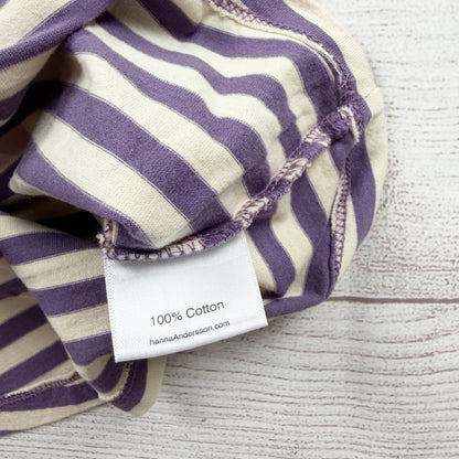 Hanna Andersson Kids Striped Purple Bird Graphic Short Sleeve Top 110 5