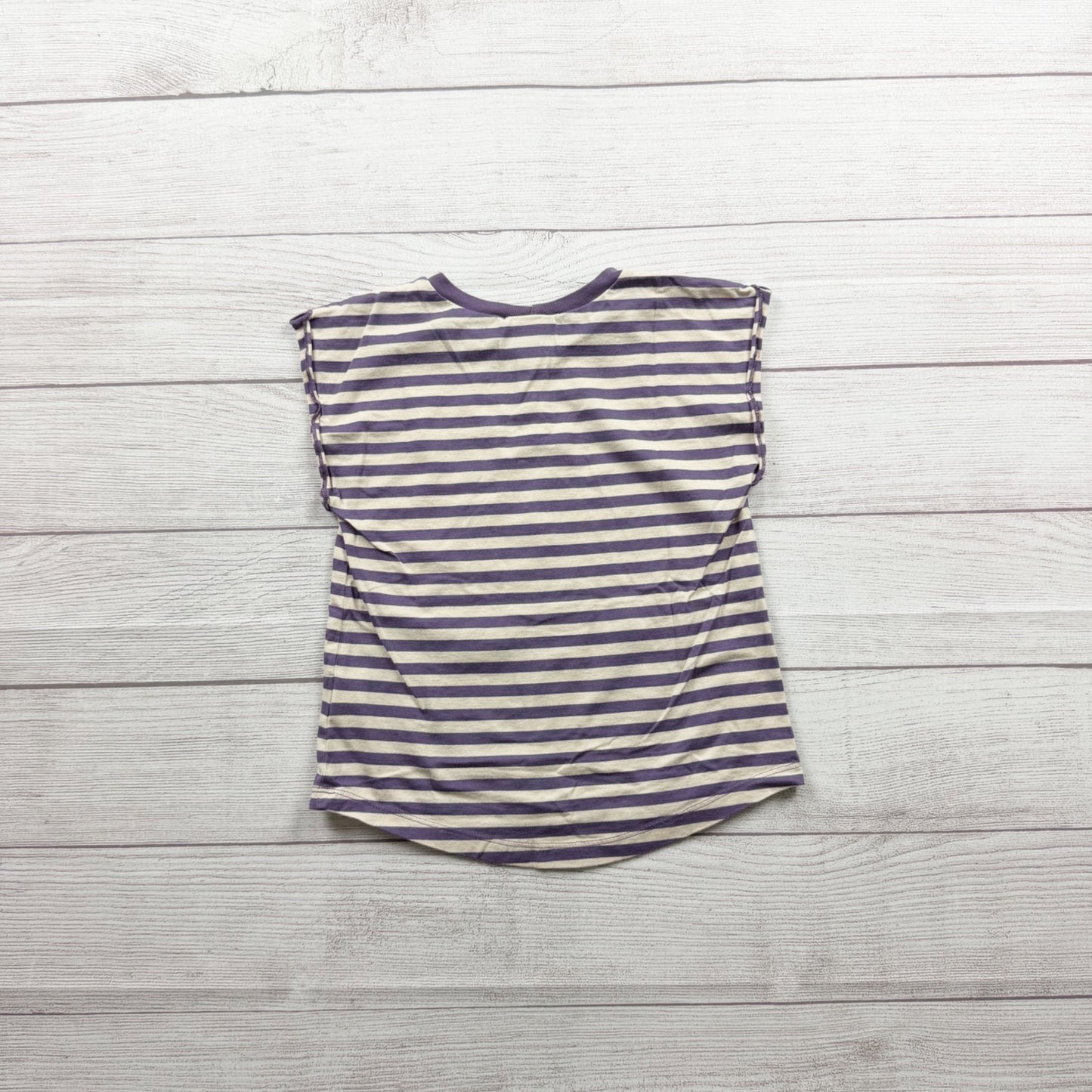 Hanna Andersson Kids Striped Purple Bird Graphic Short Sleeve Top 110 5