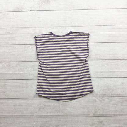 Hanna Andersson Kids Striped Purple Bird Graphic Short Sleeve Top 110 5