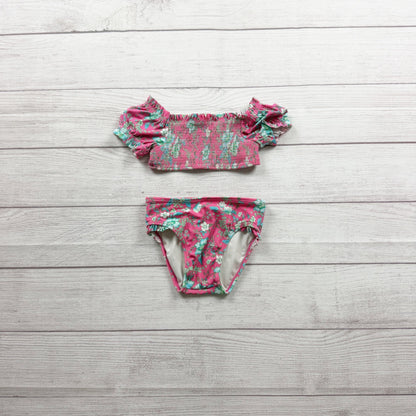 Janie And Jack Baby Girl 2-Piece Floral Swimsuit Pink Green 18-24 Months