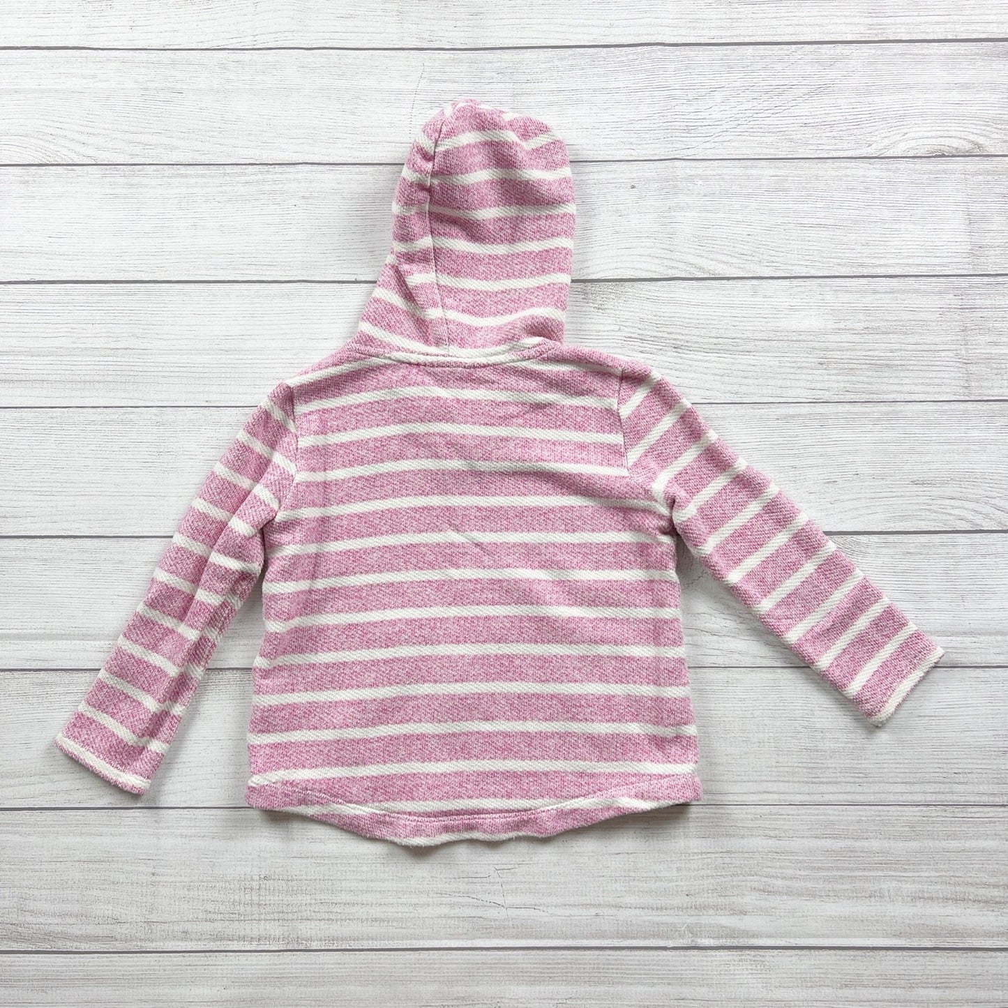 Old Navy Striped Pink White Hooded Palm Tree Pullover Sweater S 6-7