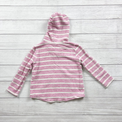 Old Navy Striped Pink White Hooded Palm Tree Pullover Sweater S 6-7