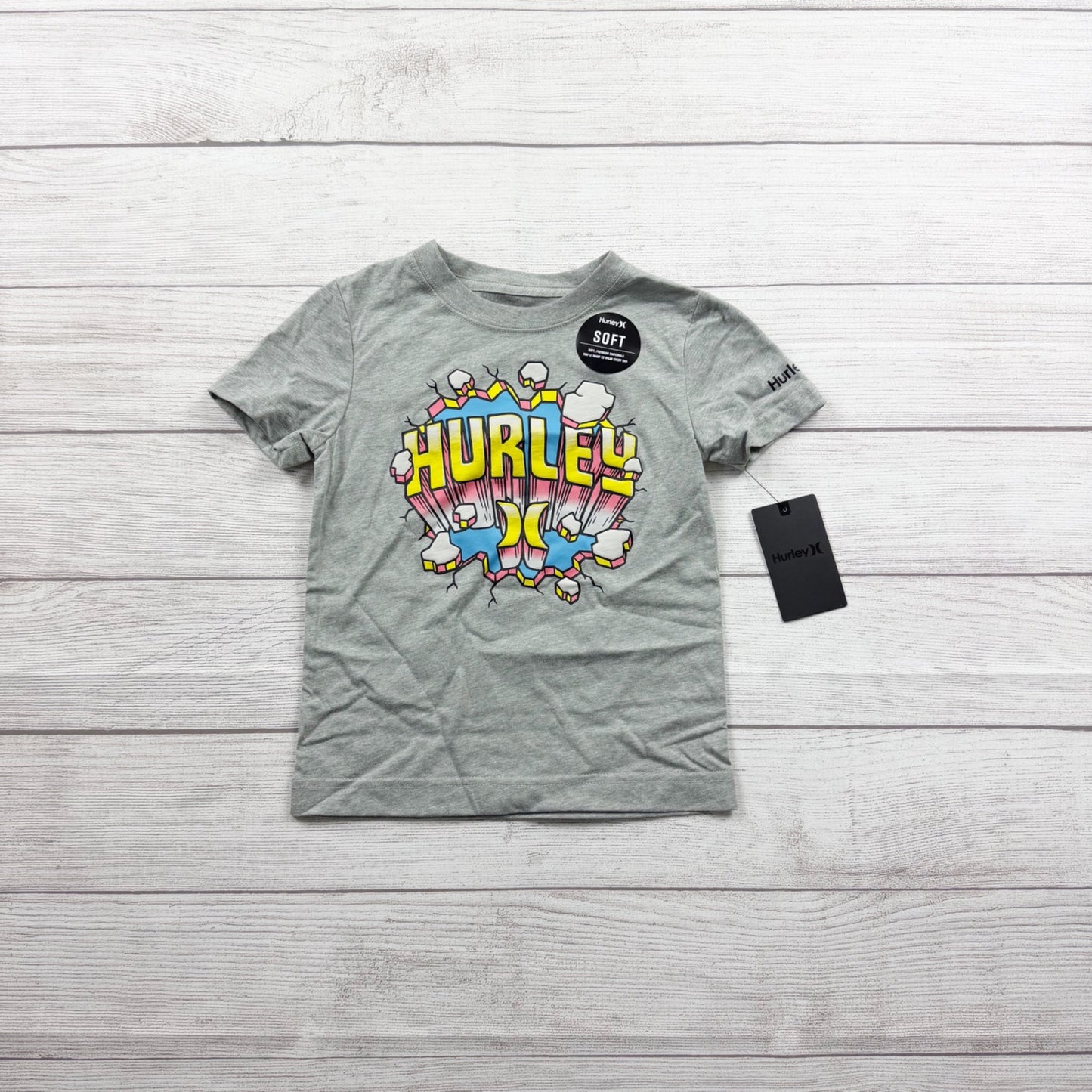 Hurley Graphic T-Shirt Boys Short Sleeve Logo Tee Comic NWT XS 4