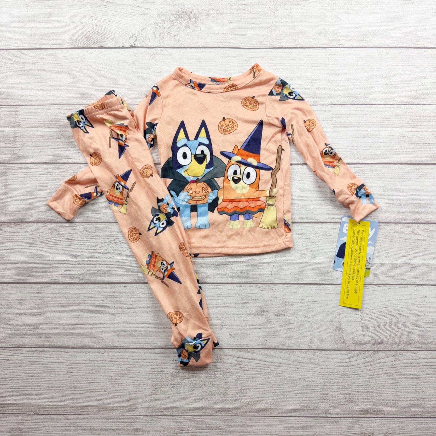 Bluey Toddler 2 Piece Pajama Set Halloween Print Long Sleeve Pants NWT 3T