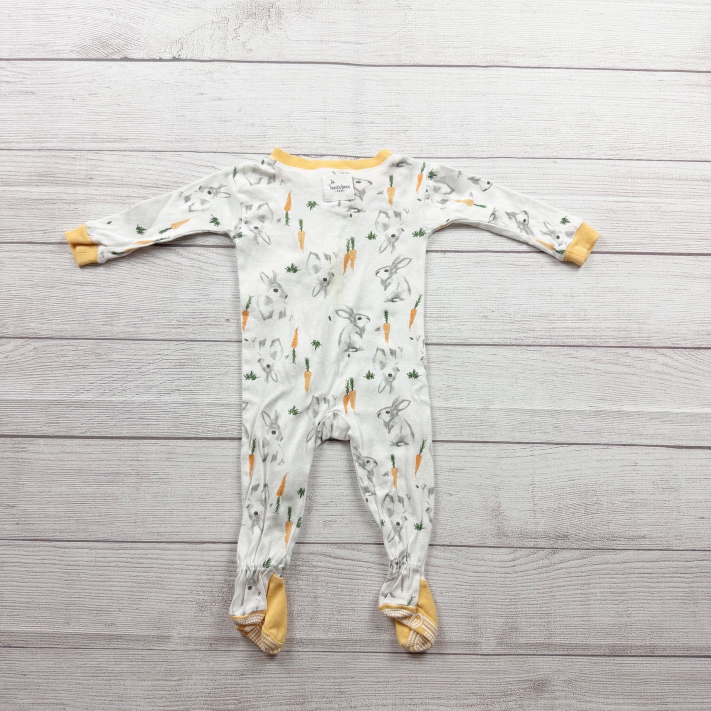 Burt's Bees Baby Zipper Sleeper Bunny Carrot Print 3-6 Months