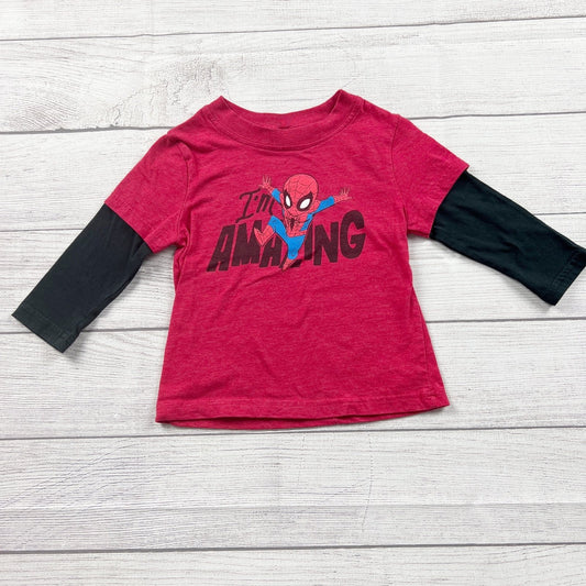 Marvel SpiderMan Toddler Boys Layered Long Sleeve Shirt “I’m Amazing” Tee 2T