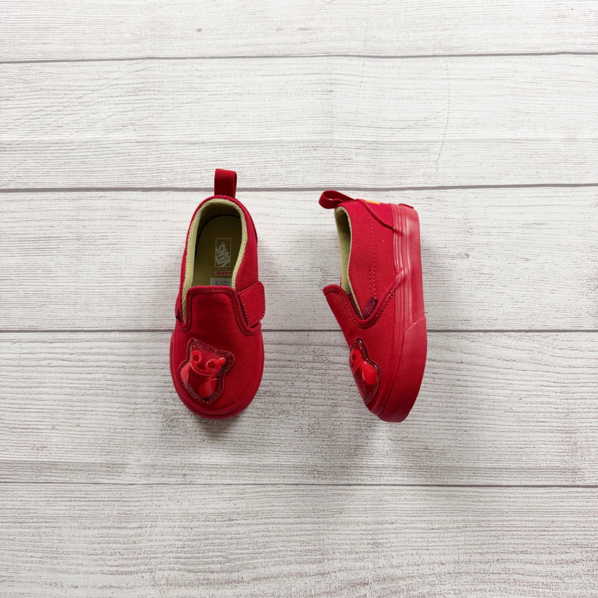 Vans Slip On Haribo Toddler Shoes Red Bear Design Canvas Sneakers NIB US 7