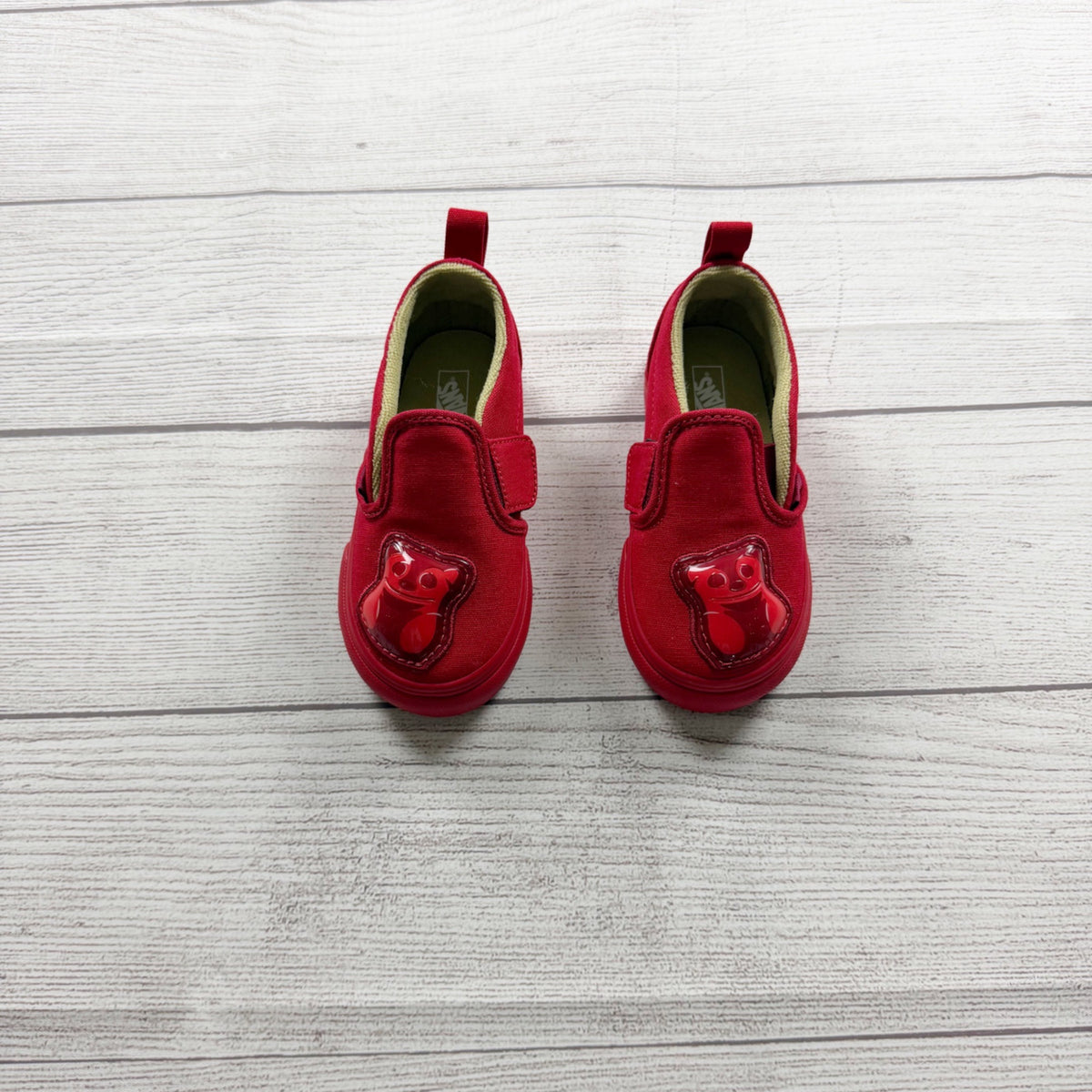 Vans Slip On Haribo Toddler Shoes Red Bear Design Canvas Sneakers NIB US 7