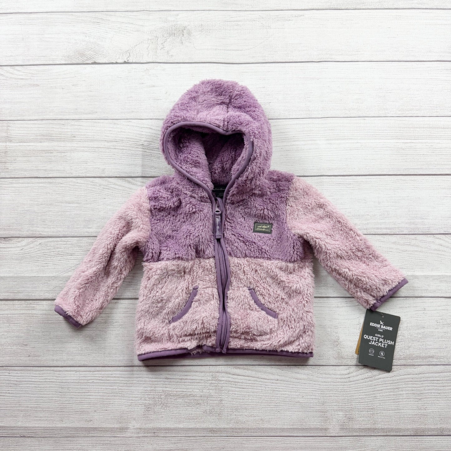 Eddie Bauer Kids Sherpa Fleece Hooded Jacket Full Zip Plush Coat NWT 18 Months
