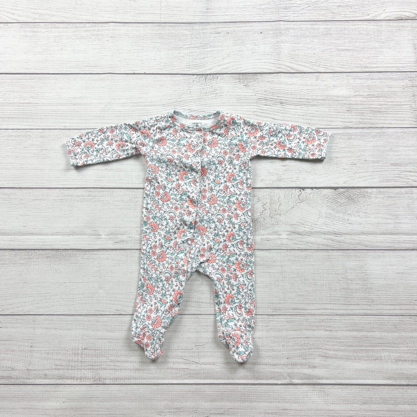 Carter's Baby Girl Floral Footed Pajamas Long Sleeve Sleepwear 0-3 Months