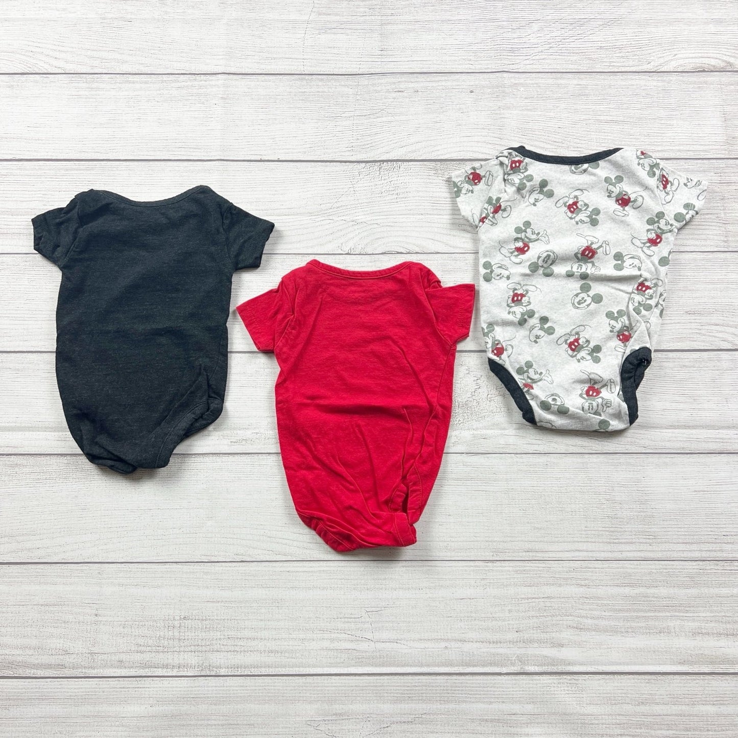 Disney Mickey Mouse Bodysuit Bundle Set of 3 Short Sleeve Onesies 3-6 Months