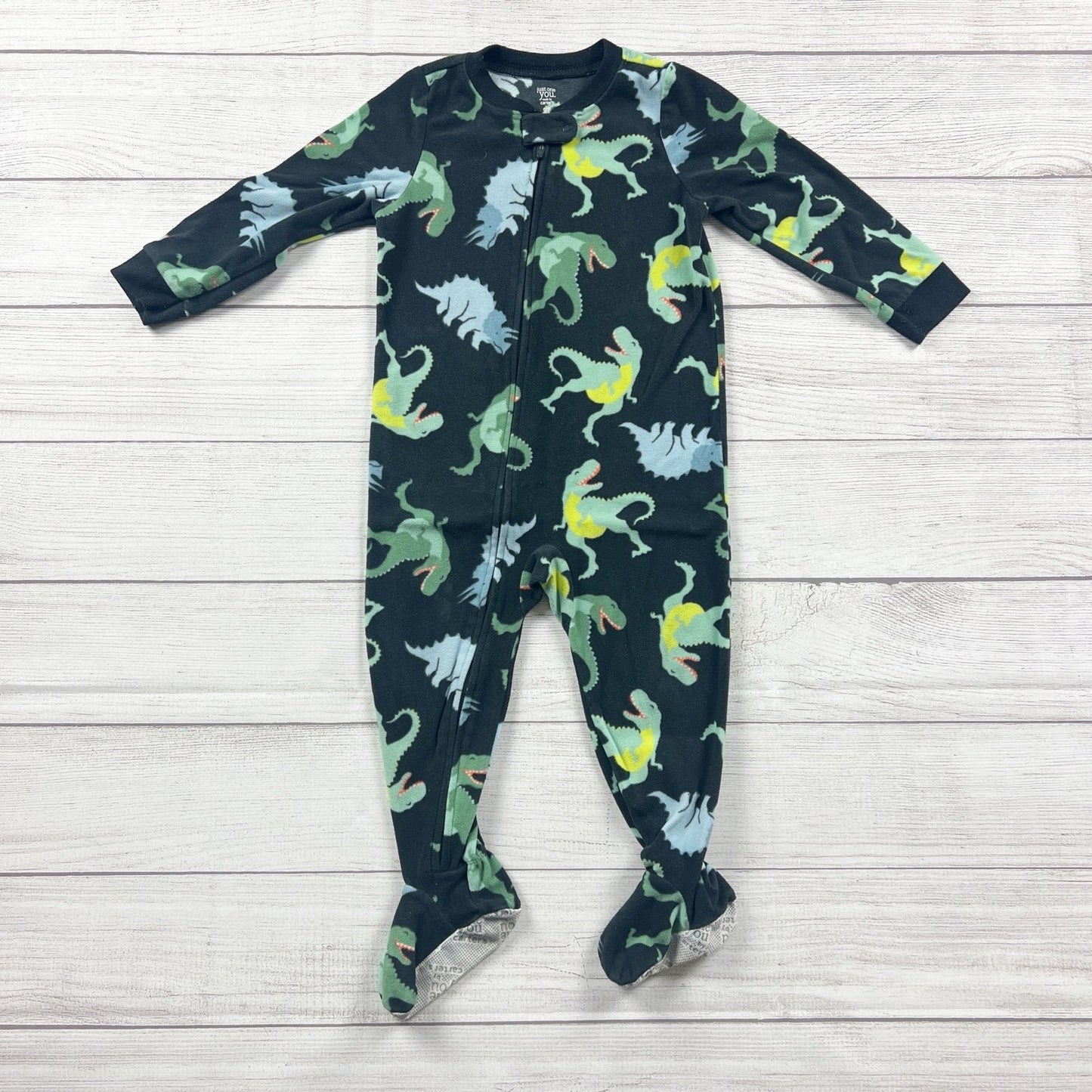 Carter’s Toddler Fleece Footed Pajamas Dinosaur Print Zip Up Sleeper 2T