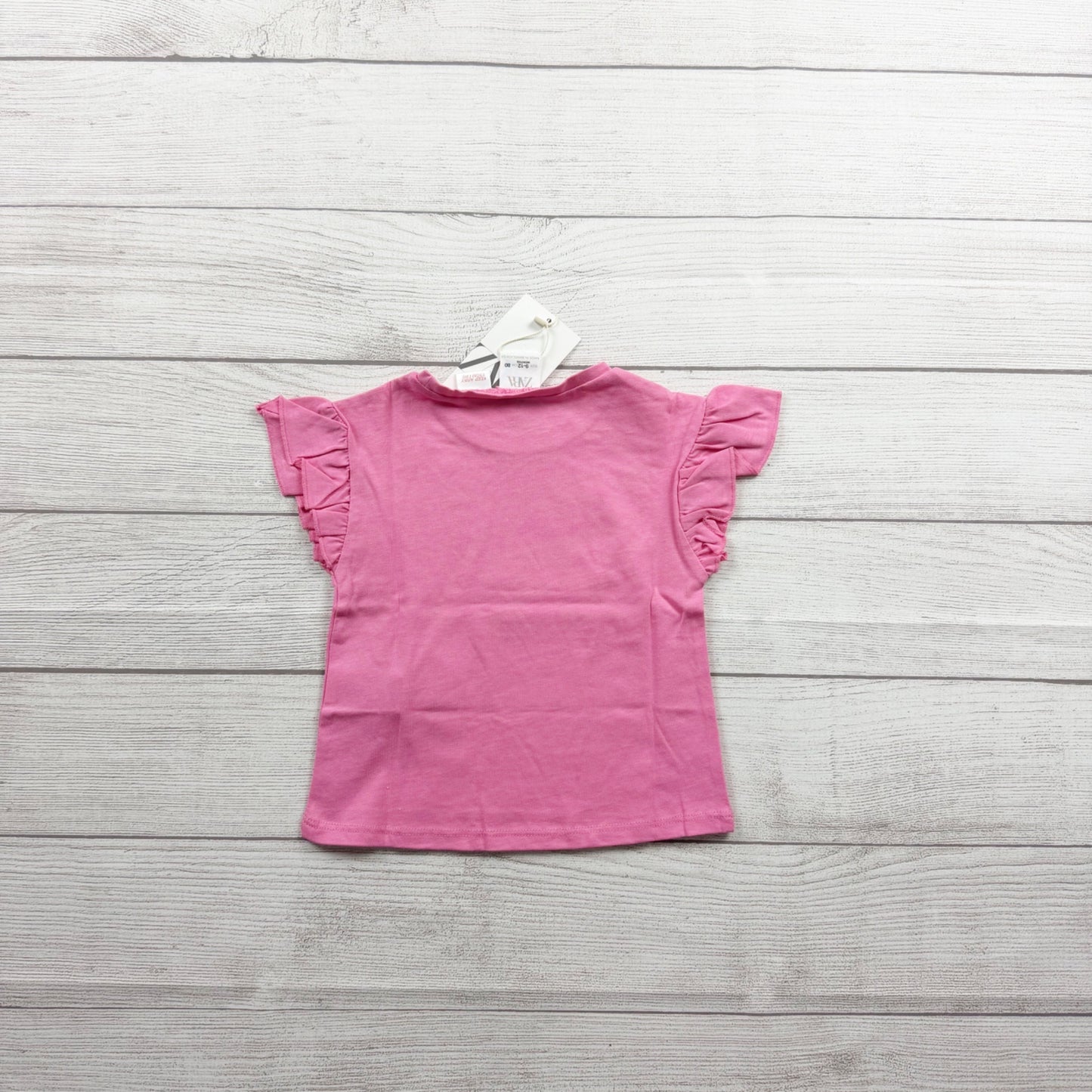 Zara Baby Girl Pink Ruffle Flutter Sleeve T-Shirt NWT 9-12 Months
