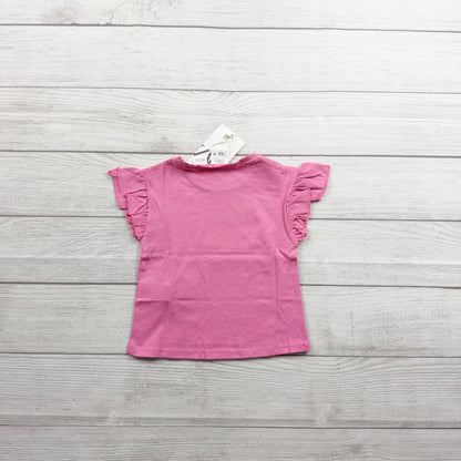 Zara Baby Girl Pink Ruffle Flutter Sleeve T-Shirt NWT 9-12 Months