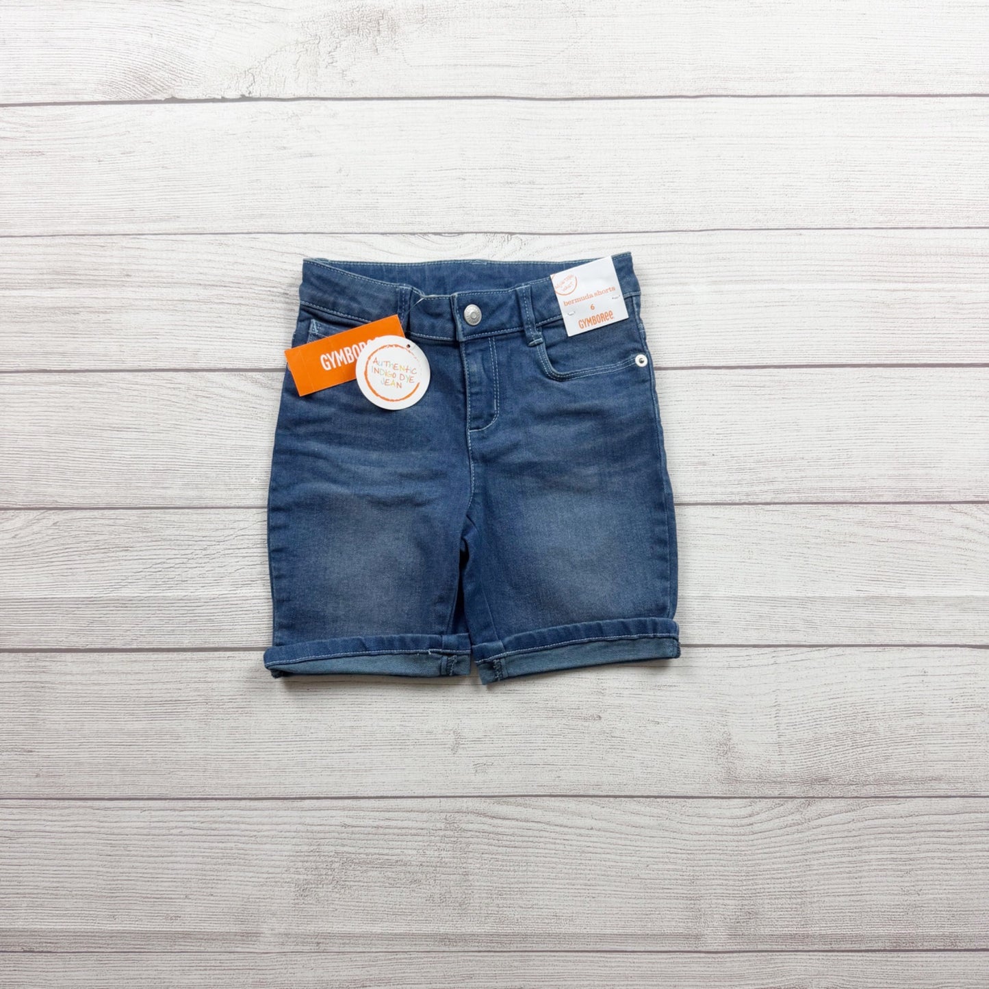 Gymboree Girls Denim Bermuda Shorts Adjustable Waist Blue NWT 6