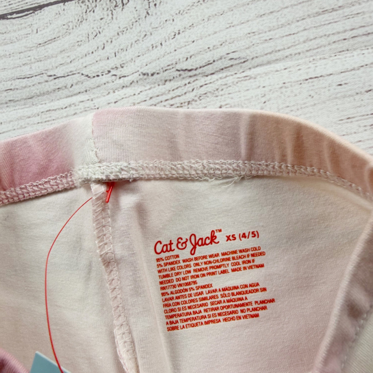Cat & Jack Girls Tie Dye Leggings Elastic Waist Pastel Pink White Blend XS 4-5