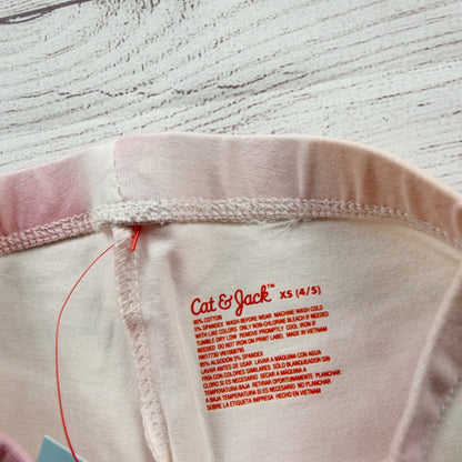 Cat & Jack Girls Tie Dye Leggings Elastic Waist Pastel Pink White Blend XS 4-5