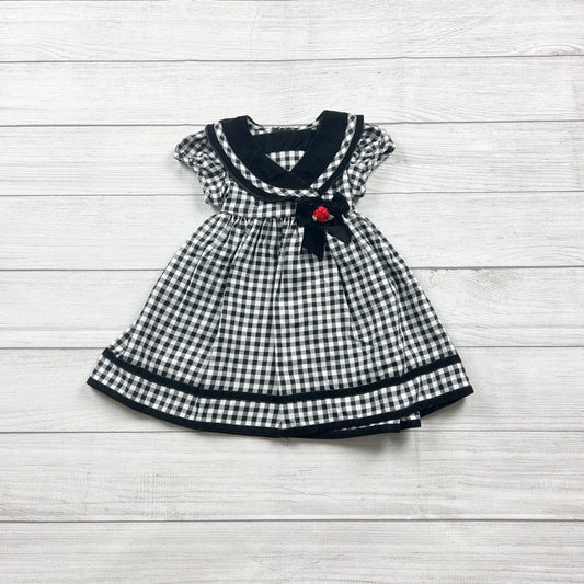 Ashley Ann Baby Girls Gingham Print Black White Dress Bow 18-24 Months