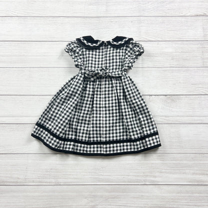 Ashley Ann Baby Girls Gingham Print Black White Dress Bow 18-24 Months