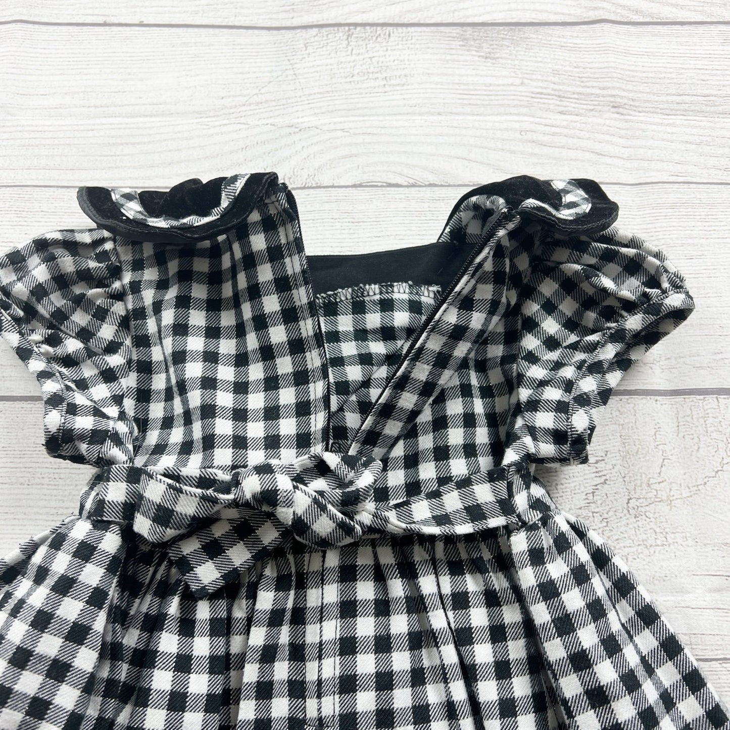 Ashley Ann Baby Girls Gingham Print Black White Dress Bow 18-24 Months
