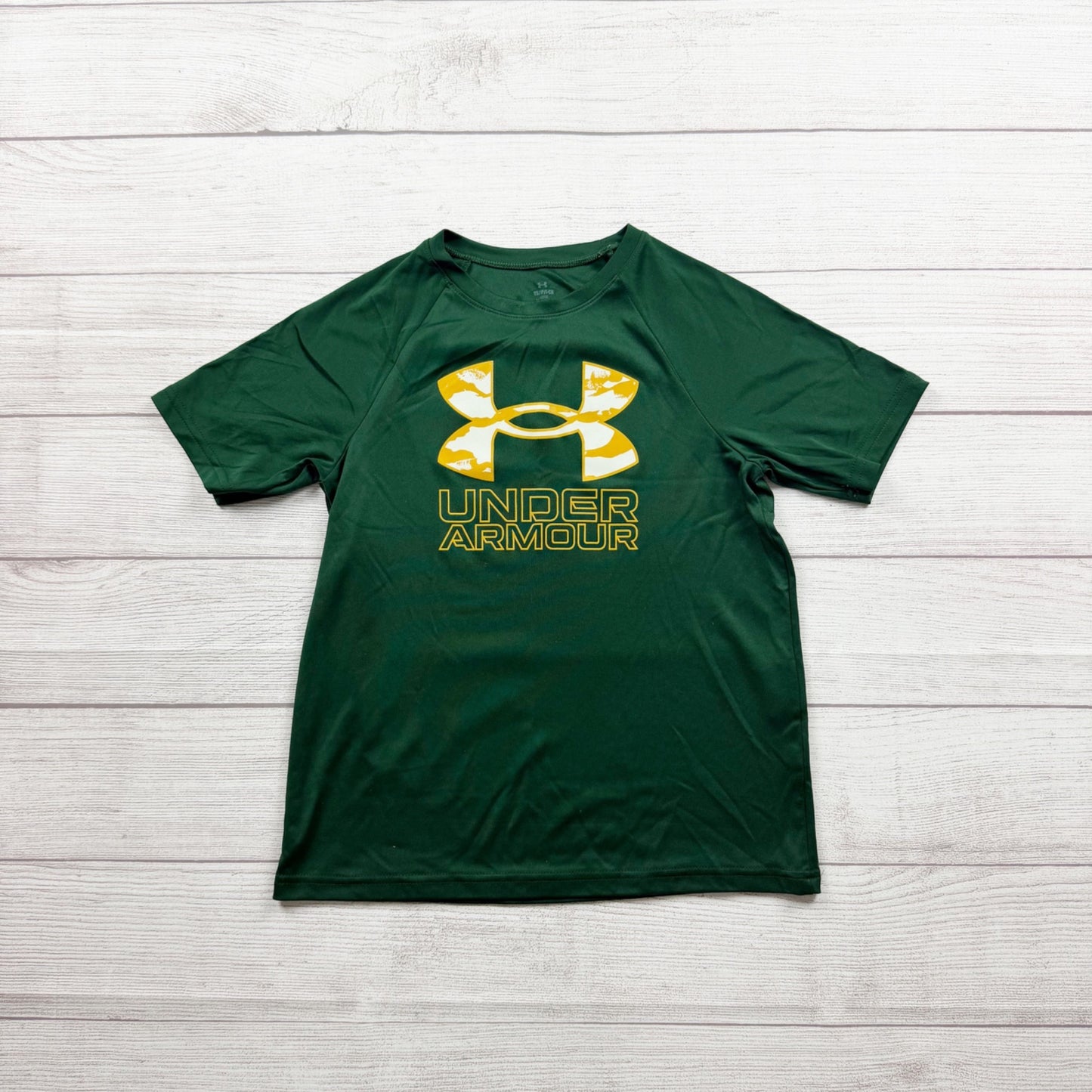 Under Armour Youth Loose Fit Green T-Shirt Logo Design Lightweight S 8