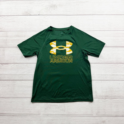 Under Armour Youth Loose Fit Green T-Shirt Logo Design Lightweight S 8