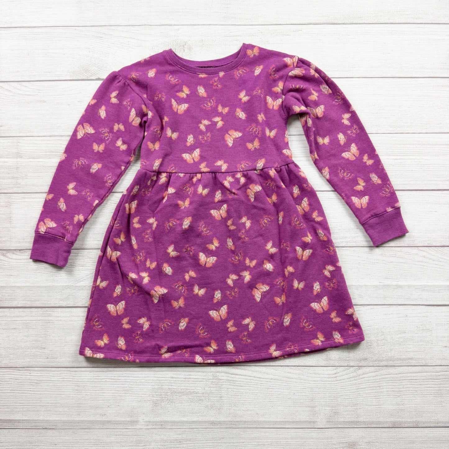 Jumping Beans Girls Softest Fleece Butterfly Print Long Sleeve Dress 6X