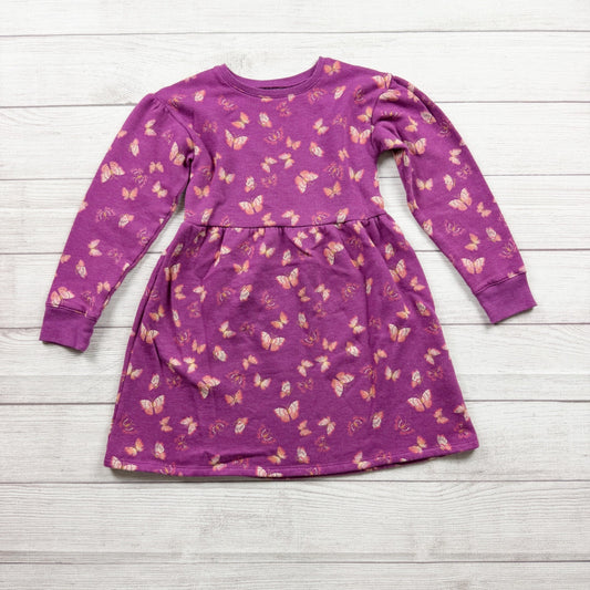 Jumping Beans Girls Softest Fleece Butterfly Print Long Sleeve Dress 6X