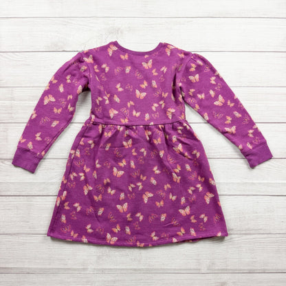 Jumping Beans Girls Softest Fleece Butterfly Print Long Sleeve Dress 6X