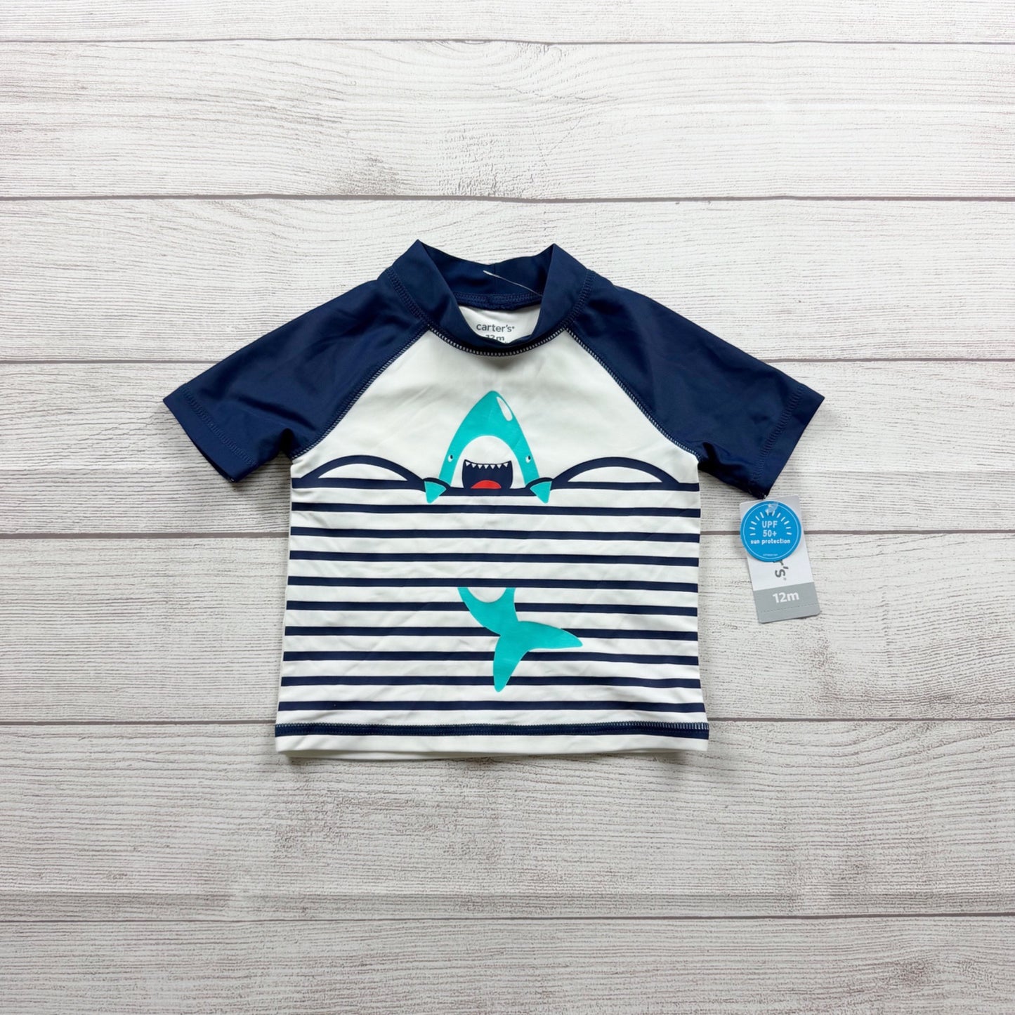 Carter's Baby UV Protection Shark Graphic Rashguard Top NWT 9-12 Months