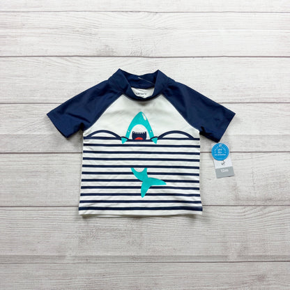 Carter's Baby UV Protection Shark Graphic Rashguard Top NWT 9-12 Months