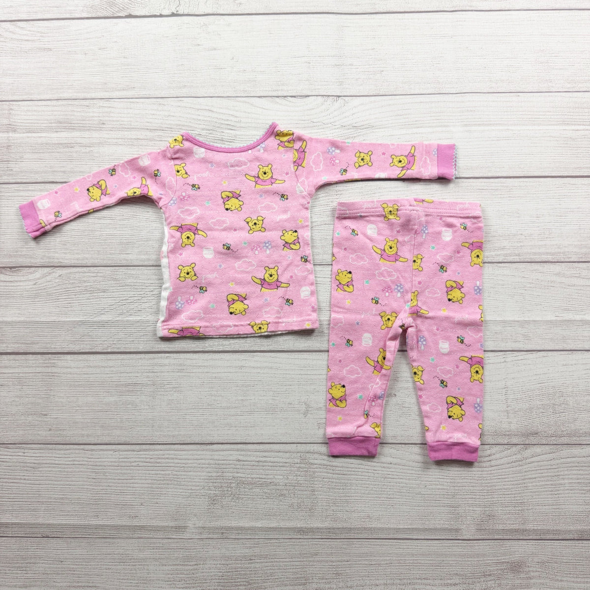 Disney Baby Winnie The Pooh Pink Pajama Set Bee Happy Snug Fit Cotton 6-9 Months