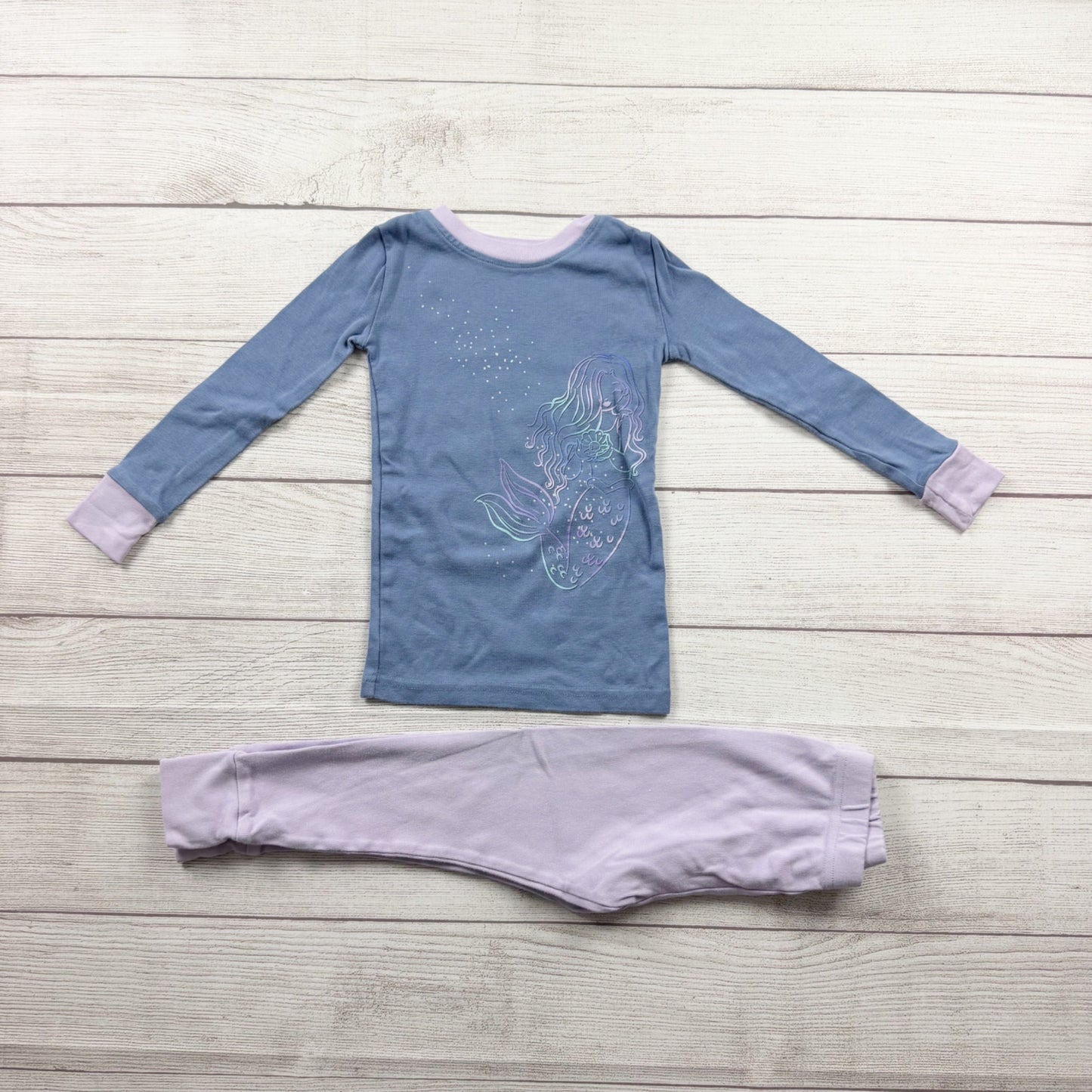 Planet Sleep Girls Pajamas Set Mermaid Long Sleeve Top Purple Pants PJs 4