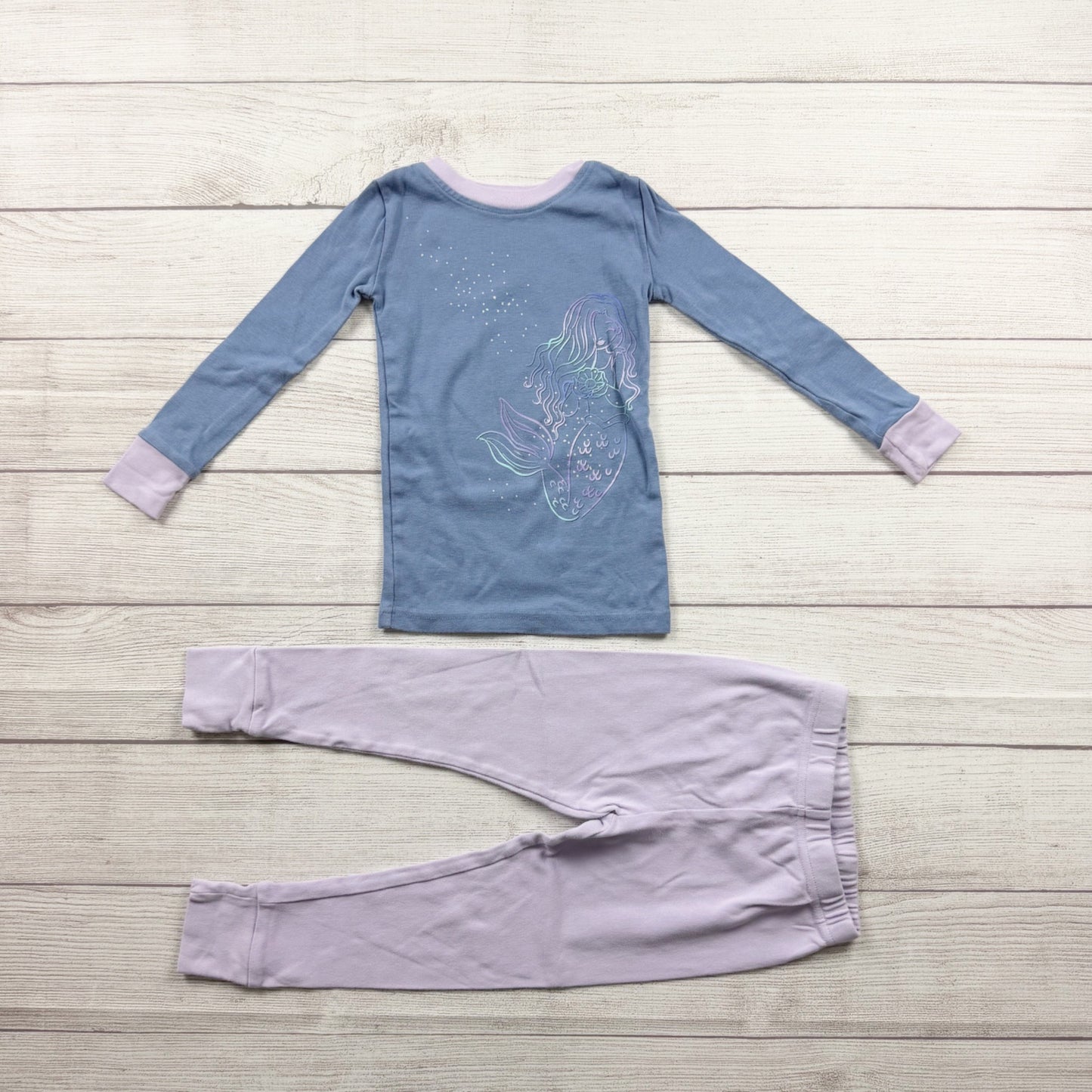 Planet Sleep Girls Pajamas Set Mermaid Long Sleeve Top Purple Pants PJs 4