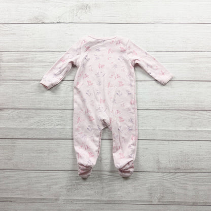 Calvin Klein Baby Girls Pink Floral Print Footed Sleeper Long Sleeve 3-6 Months