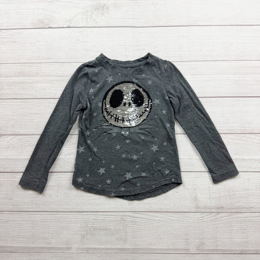 Disney Girls Jack Skellington Flip Sequin Gray Long Sleeve Shirt Stars S 6 6X