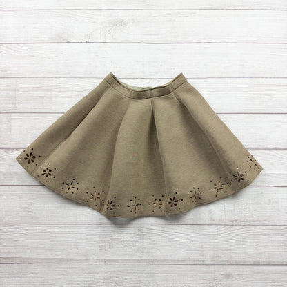 Deux Par Deux Girls Skirt Olive Green A Line Skater Skirt Laser Cut Hem 8